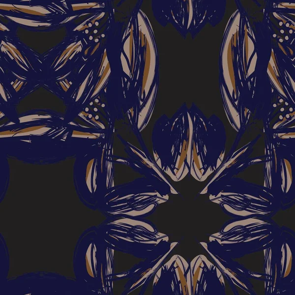 Symmetrisk Blommig Sömlös Mönsterdesign För Modetextilier Och Grafik — Stock vektor