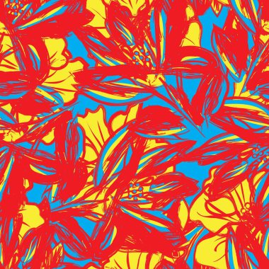 Çiçek fırçası darbeleri moda baskıları, grafikler, arka planlar ve el sanatları için pürüzsüz desen