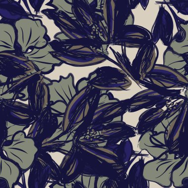 Çiçek fırçası darbeleri moda baskıları, grafikler, arka planlar ve el sanatları için pürüzsüz desen