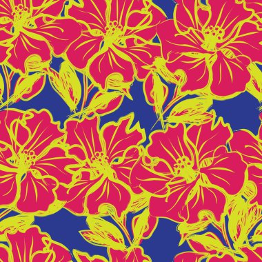 Çiçek fırçası darbeleri moda baskıları, grafikler, arka planlar ve el sanatları için pürüzsüz desen