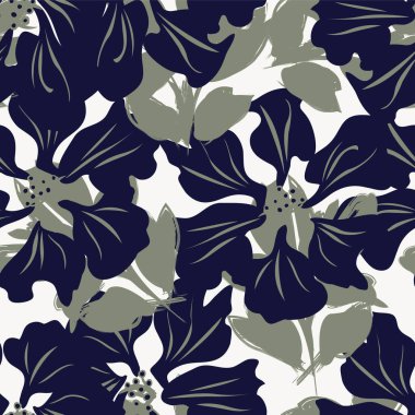 Çiçek fırçası darbeleri moda baskıları, grafikler, arka planlar ve el sanatları için pürüzsüz desen