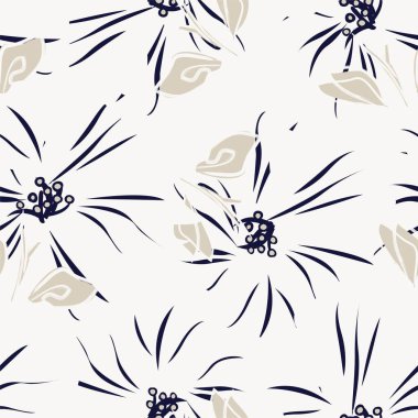 Çiçek fırçası darbeleri moda baskıları, grafikler, arka planlar ve el sanatları için pürüzsüz desen