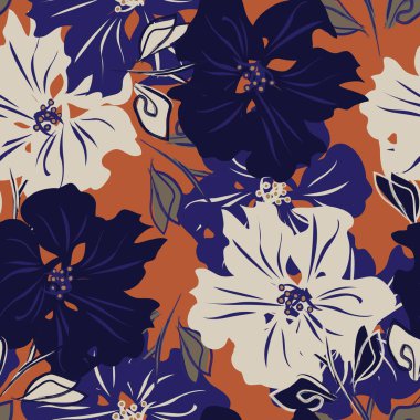 Çiçek fırçası darbeleri moda baskıları, grafikler, arka planlar ve el sanatları için pürüzsüz desen