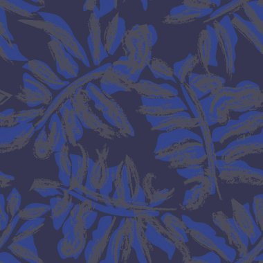 Moda tekstil, grafik ve el sanatları için Mavi Tropikal Yaprak kusursuz desen tasarımı