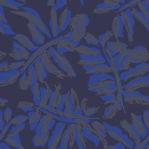 Moda tekstil, grafik ve el sanatları için Mavi Tropikal Yaprak kusursuz desen tasarımı