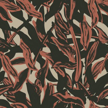 Neutral Colour Leaf seamless pattern design for fashion textiles, graphics and crafts