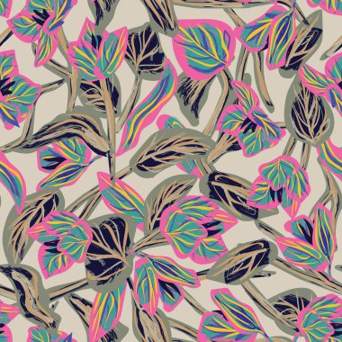 Tarafsız Renk Özeti: Moda tekstil, grafik, arka plan ve el sanatları için kusursuz desen tasarımı