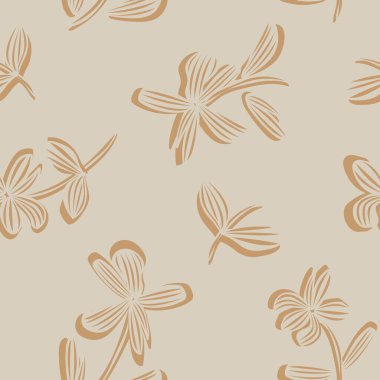 Tarafsız Renkli Botanik Çiçeksiz Moda Tekstil, grafik, arka plan ve el sanatları tasarımı