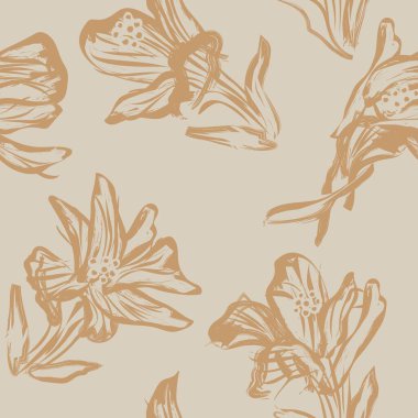 Moda tekstil, grafik, arkaplan ve el sanatları için kahverengi ve soyut desensiz desen tasarımı