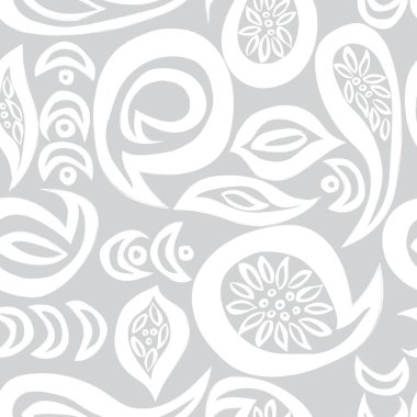 Moda Tekstil Bilgisayar Grafikleri ve Ev Eşyaları Dekoratif Yüzey Modeli İçin Çiçek Desenli Tasarım Gri Tekrarı