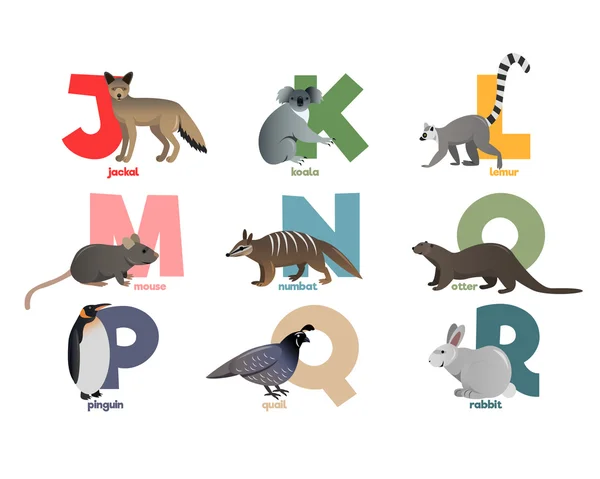 動物では、アルファベットのベクトル画像 — ストックベクタ