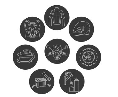 Motosiklet simgelerin vektör ayarla