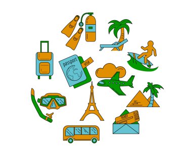 seyahat simgelerinin vektör kümesi