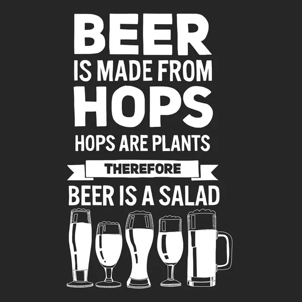 Illustration avec citation sur la bière — Image vectorielle