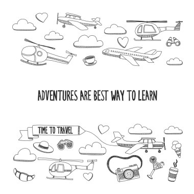 Elle çizilmiş resimler seyahat ve ulaşım