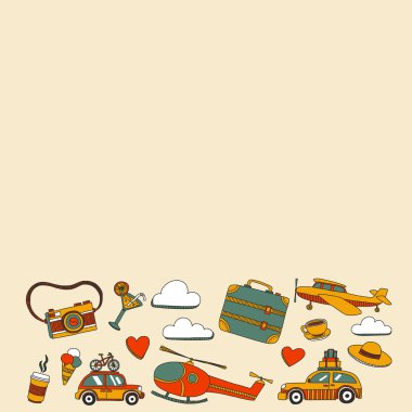 Elle çizilmiş resimler seyahat ve ulaşım