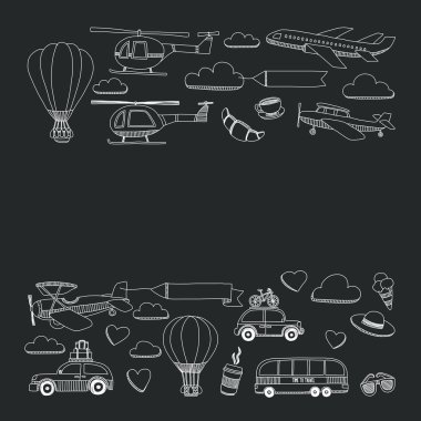 Elle çizilmiş resimler seyahat ve ulaşım