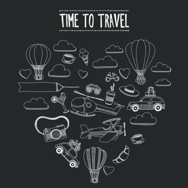 Elle çizilmiş resimler seyahat ve ulaşım