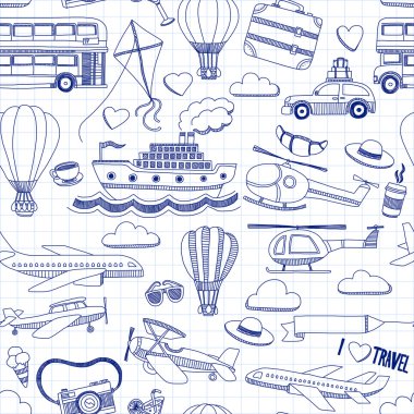 Elle çizilmiş resimler seyahat ve ulaşım