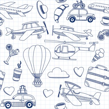 Elle çizilmiş resimler seyahat ve ulaşım