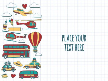 Elle çizilmiş resimler seyahat ve ulaşım