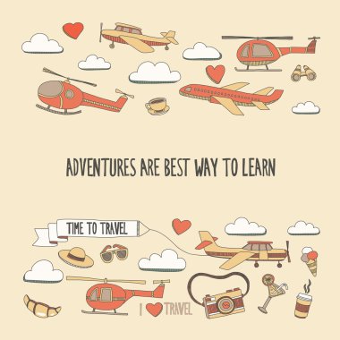 Elle çizilmiş resimler seyahat ve ulaşım