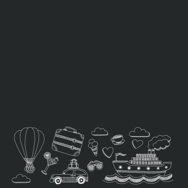 Elle çizilmiş resimler seyahat ve ulaşım