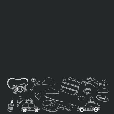 Elle çizilmiş resimler seyahat ve ulaşım