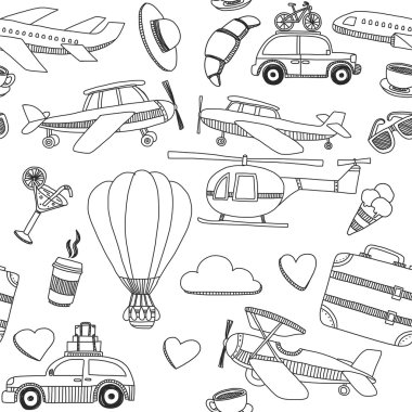 Elle çizilmiş resimler seyahat ve ulaşım