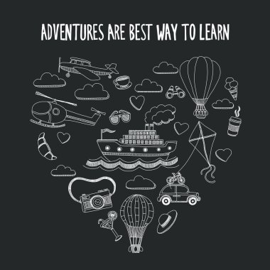 Elle çizilmiş resimler seyahat ve ulaşım