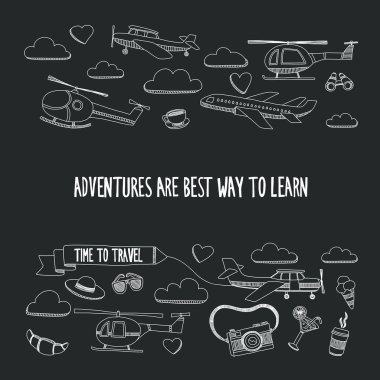 Elle çizilmiş resimler seyahat ve ulaşım