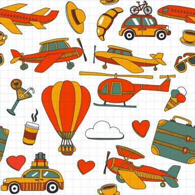 Elle çizilmiş resimler seyahat ve ulaşım