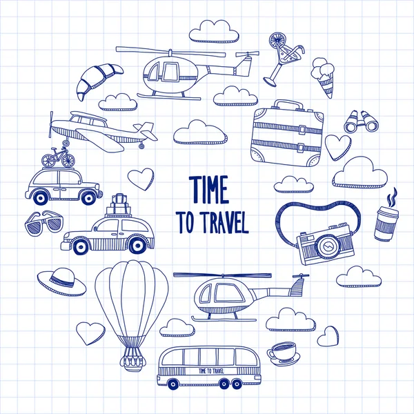 Elle çizilmiş resimler seyahat ve ulaşım