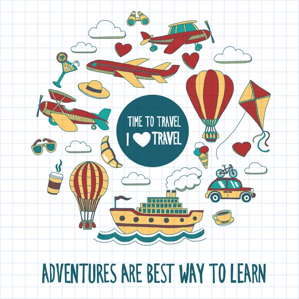 Elle çizilmiş resimler seyahat ve ulaşım