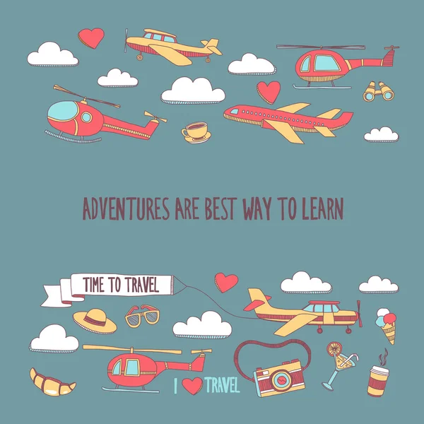 Elle çizilmiş resimler seyahat ve ulaşım