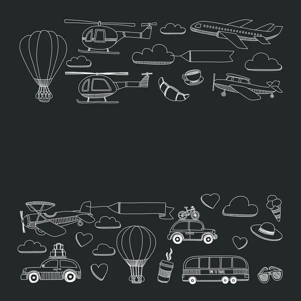 Elle çizilmiş resimler seyahat ve ulaşım