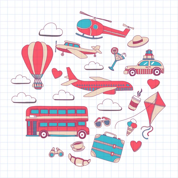 Elle çizilmiş resimler seyahat ve ulaşım