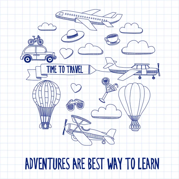 Elle çizilmiş resimler seyahat ve ulaşım