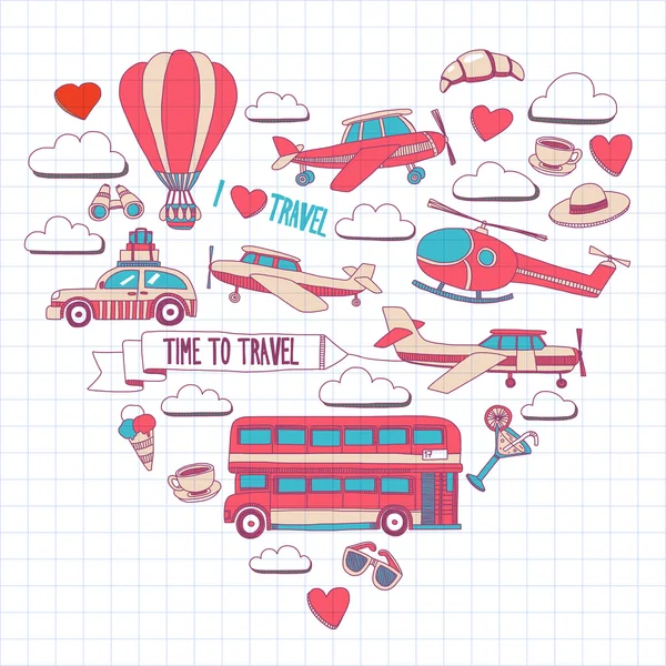 Elle çizilmiş resimler seyahat ve ulaşım