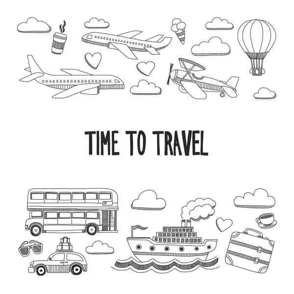 Elle çizilmiş resimler seyahat ve ulaşım