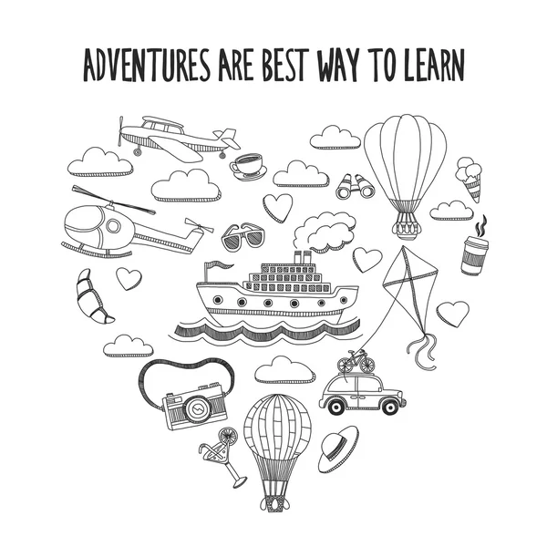 Elle çizilmiş resimler seyahat ve ulaşım