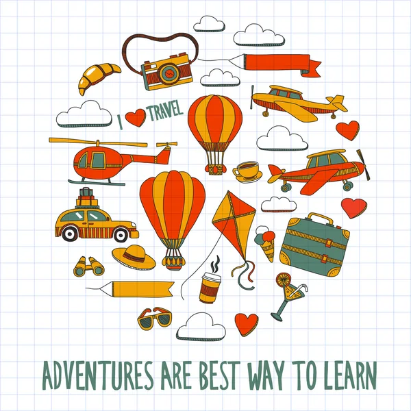 Elle çizilmiş resimler seyahat ve ulaşım