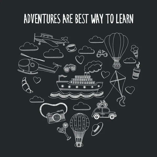 Elle çizilmiş resimler seyahat ve ulaşım