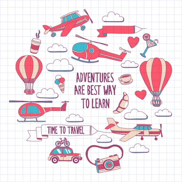 Elle çizilmiş resimler seyahat ve ulaşım