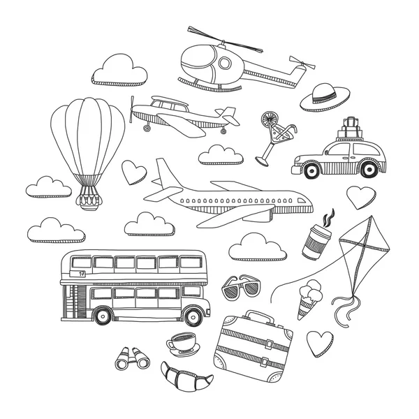 Elle çizilmiş resimler seyahat ve ulaşım