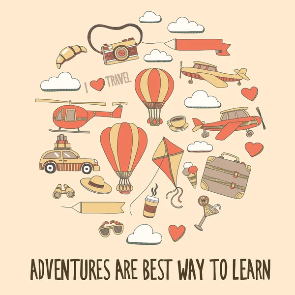 Elle çizilmiş resimler seyahat ve ulaşım