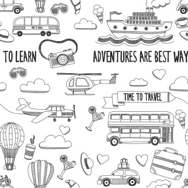 Elle çizilmiş resimler seyahat ve ulaşım