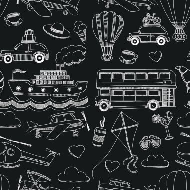 Elle çizilmiş resimler seyahat ve ulaşım