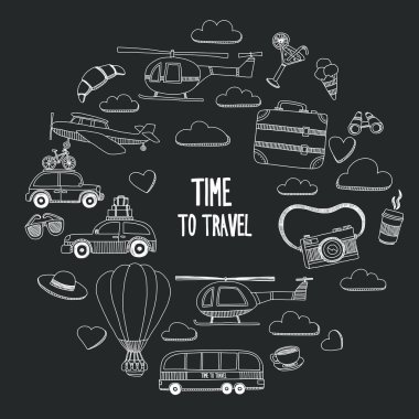 Elle çizilmiş resimler seyahat ve ulaşım