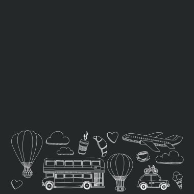 Elle çizilmiş resimler seyahat ve ulaşım